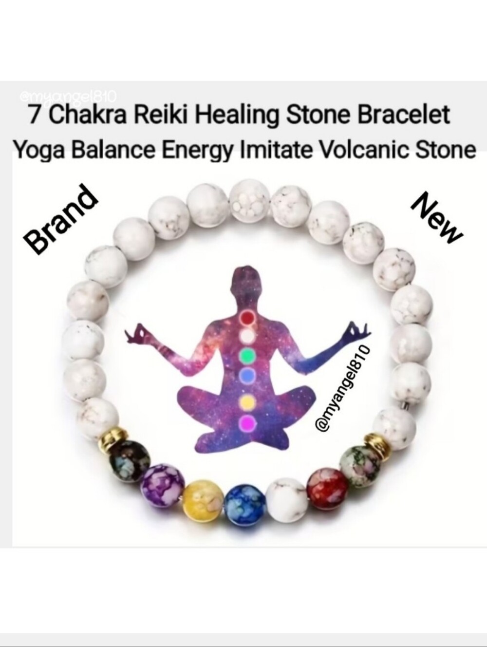 7 Chakra Reiki Healing Stone Bracelet Yoga Balance Energy Imitate Volcanic Stone